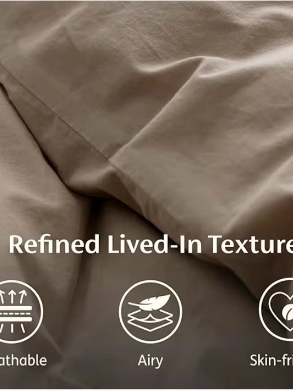 Bedsure Cotton Taupe King Duvet Cover Set